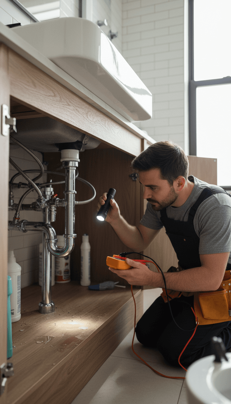 Professional plumbing inspection work